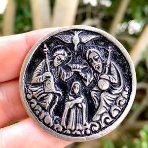 Vintage Religious Silver Brooch “Annunciation”